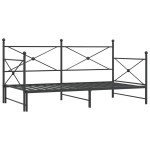 vidaXL Pat de zi cu șufer fără saltea Negru 100x190 cm Oțel