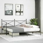 vidaXL Pat de zi cu șufer fără saltea Negru 100x190 cm Oțel