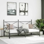vidaXL Pat de zi cu șufer fără saltea Negru 100x190 cm Oțel