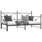 vidaXL Pat de zi cu șufer fără saltea Negru 100x190 cm Oțel