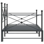 vidaXL Pat de zi cu șufer fără saltea Negru 100x190 cm Oțel