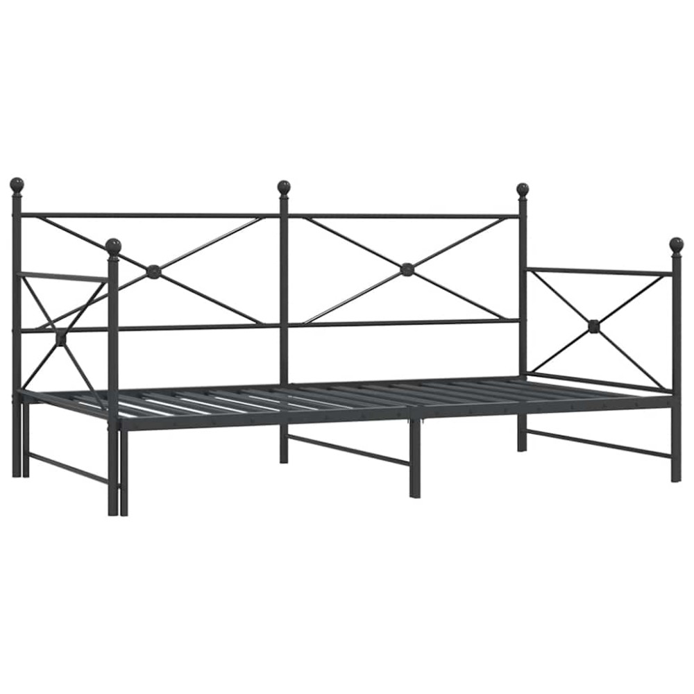 vidaXL Pat de zi cu căuț fără saltea Negru 100x200 cm Oțel