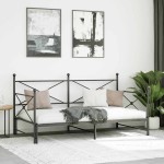 vidaXL Pat de zi cu șaia fără saltea Negru 107x203 cm Oțel