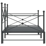 vidaXL Pat de zi cu șaia fără saltea Negru 107x203 cm Oțel