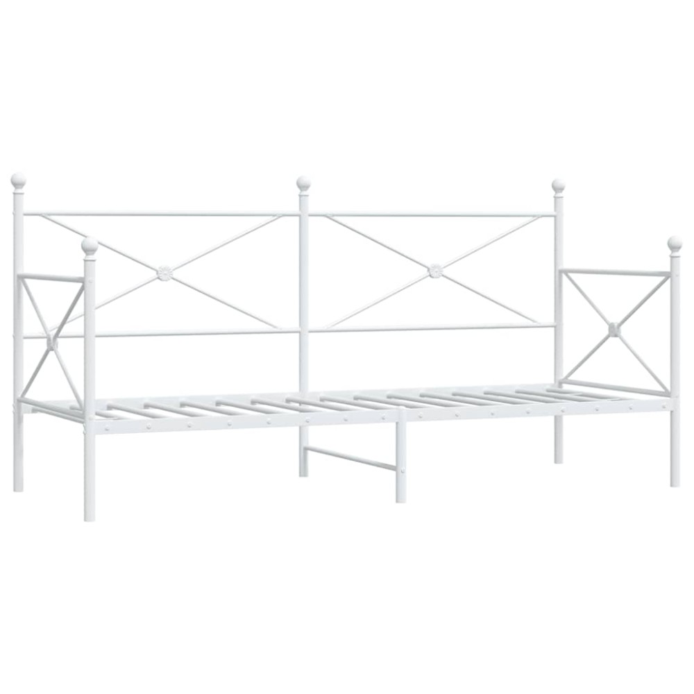 vidaXL Pat de zi fără saltea alb 90x200 cm oțel