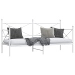 vidaXL Pat de zi fără saltea alb 90x200 cm oțel