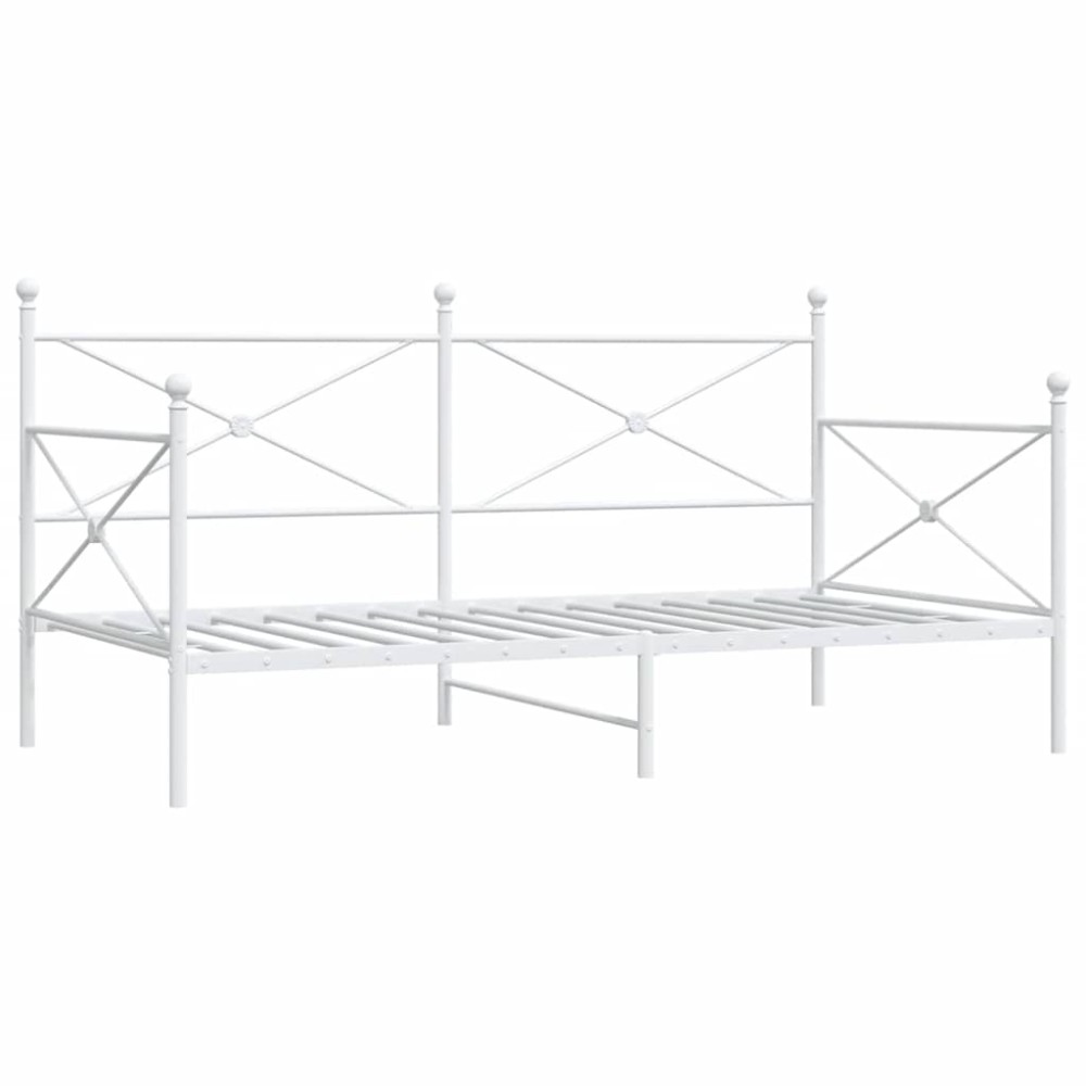 vidaXL Pat de zi fără saltea alb 100x190 cm oțel