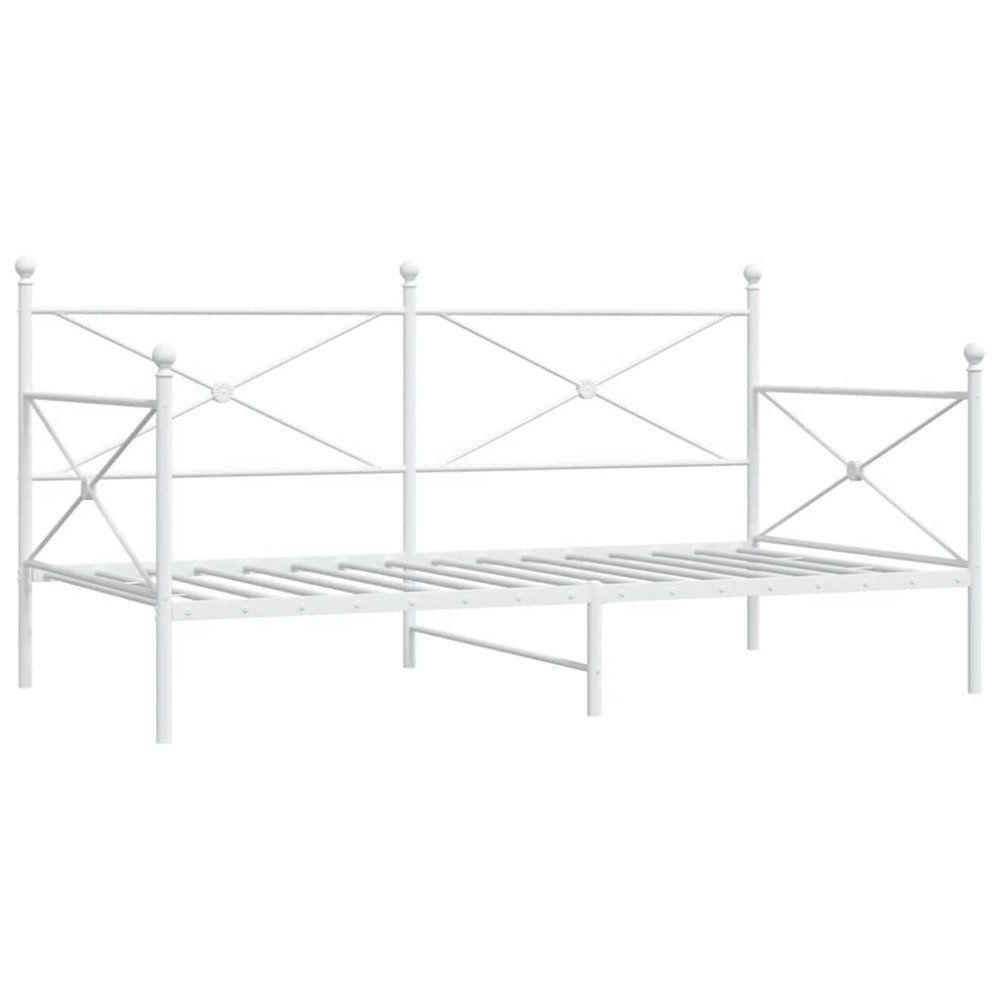 vidaXL Pat de zi fără saltea alb 100x200 cm oțel