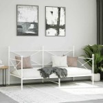 vidaXL Pat de zi fără saltea alb 100x200 cm oțel