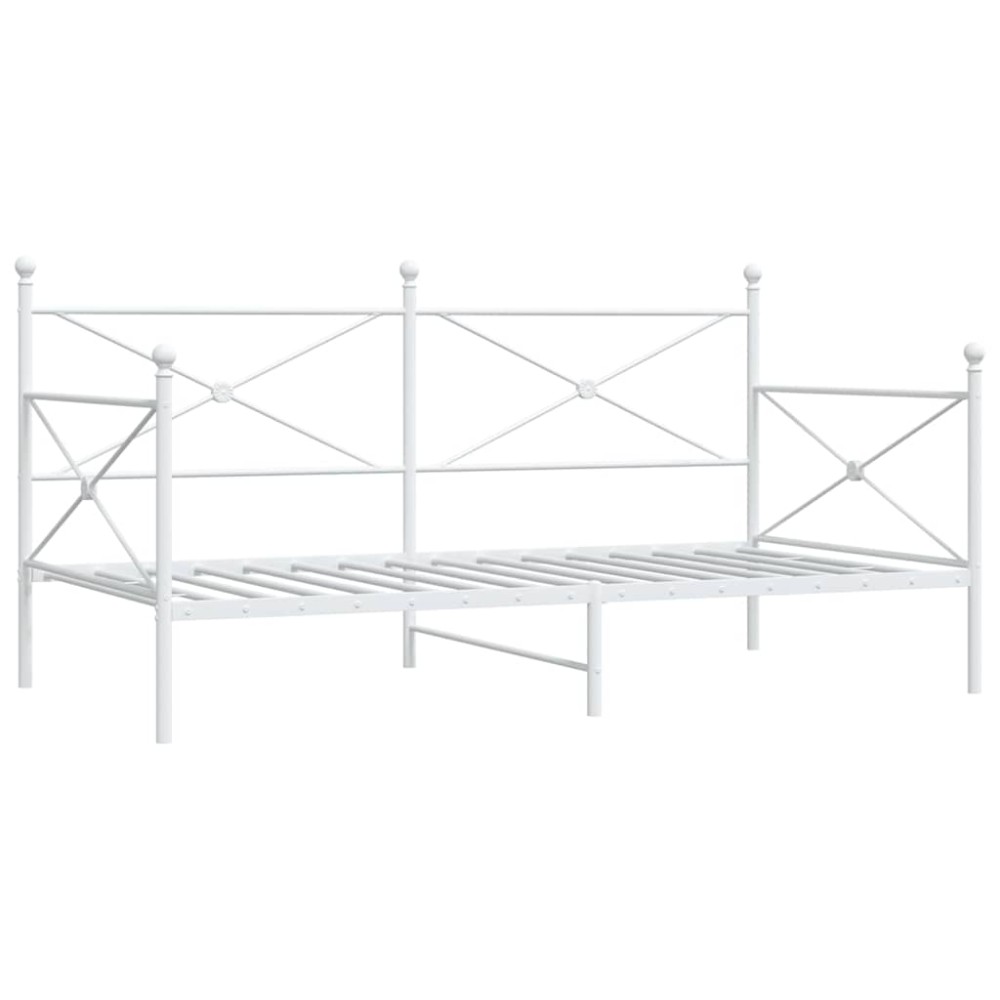 vidaXL Pat de zi fără saltea Alb 107x203 cm Oțel