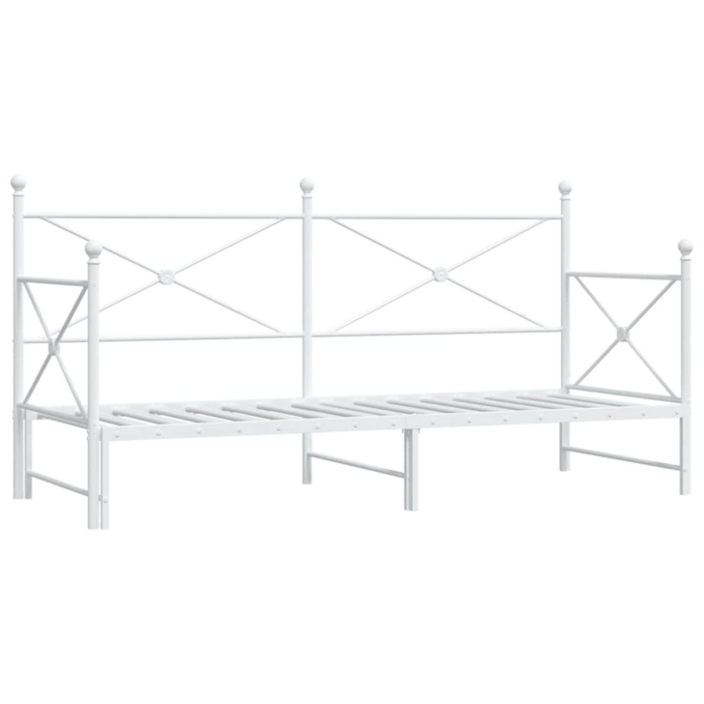 vidaXL Pat de zi cu șuviț fără saltea Alb 90x190 cm Oțel
