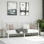 vidaXL Pat de zi cu șuviț fără saltea Alb 90x190 cm Oțel