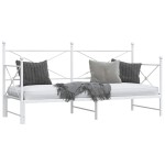 vidaXL Pat de zi cu șuviț fără saltea Alb 90x190 cm Oțel