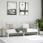 vidaXL Pat de zi cu șuviț fără saltea Alb 90x200 cm Oțel