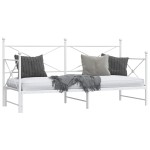 vidaXL Pat de zi cu șuviț fără saltea Alb 90x200 cm Oțel