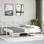 vidaXL Pat de zi cu căuț fără saltea alb 100x190 cm oțel vidaXL Pat de zi cu căuț fără saltea alb 100x190 cm oțel