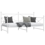 vidaXL Pat de zi cu căuț fără saltea alb 100x190 cm oțel vidaXL Pat de zi cu căuț fără saltea alb 100x190 cm oțel