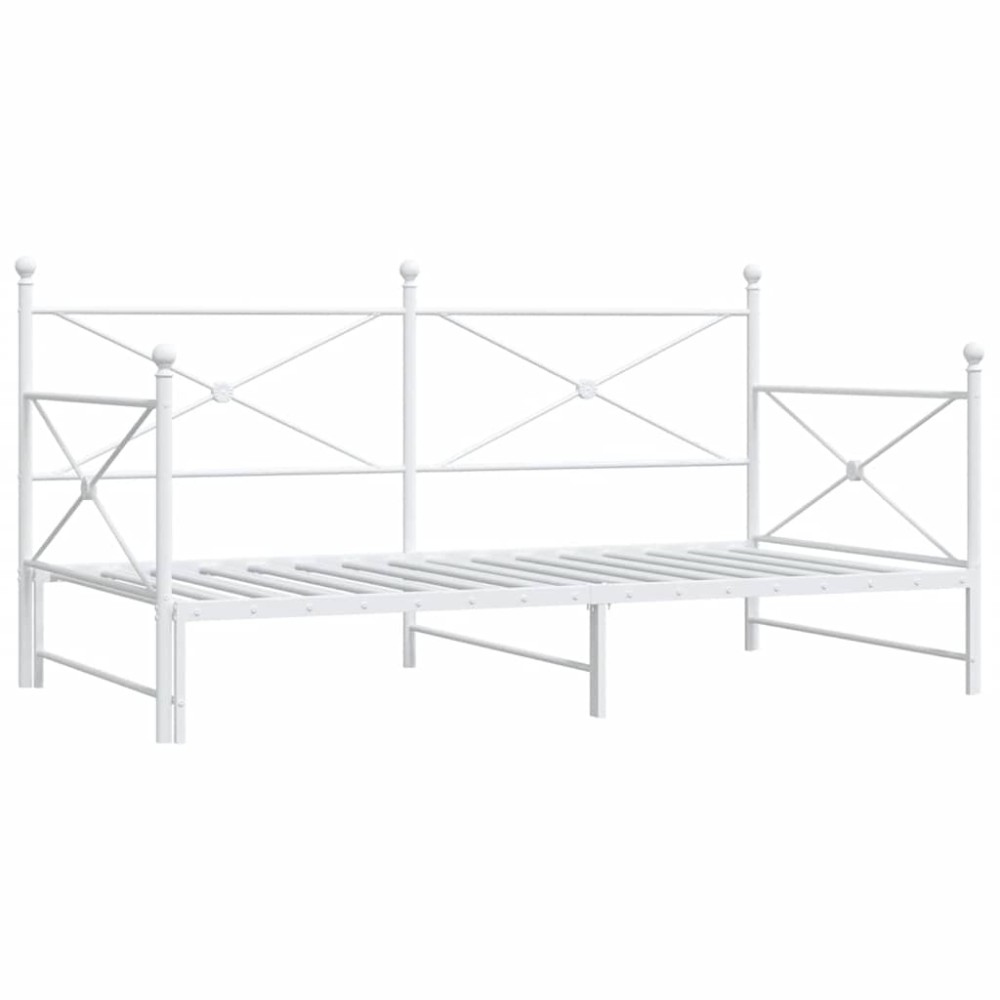 vidaXL Pat de zi cu șuviț fără saltea Alb 100x200 cm Oțel