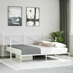 vidaXL Pat de zi cu șuviț fără saltea Alb 100x200 cm Oțel