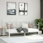 vidaXL Pat de zi cu șuviț fără saltea Alb 100x200 cm Oțel