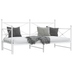 vidaXL Pat de zi cu șuviț fără saltea Alb 100x200 cm Oțel