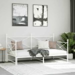 vidaXL Pat de zi cu șaia fără saltea Alb 107x203 cm Oțel
