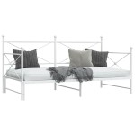 vidaXL Pat de zi cu șaia fără saltea Alb 107x203 cm Oțel
