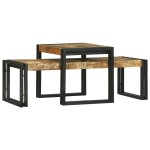 vidaXL Masă de cafea 2 pcs Maro 48 x 40 x 40 cm Lemn masiv de mango vidaXL Masă de cafea 2 pcs Maro 48 x 40 x 40 cm Lemn masiv de mango