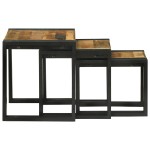 vidaXL Set de mese nesting - 3 piese din lemn masiv de mango
