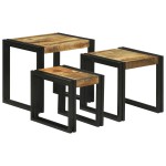 vidaXL Set de mese nesting - 3 piese din lemn masiv de mango