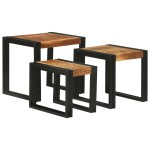 vidaXL Set de mese de năsturei - 3 din lemn solid de acacia vidaXL Set de mese de năsturei - 3 din lemn solid de acacia