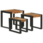 vidaXL Set de mese de năsturei - 3 din lemn solid de acacia vidaXL Set de mese de năsturei - 3 din lemn solid de acacia