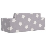 vidaXL Canapea pentru copii 2 locuri, gri deschis cu stele, pluș moale