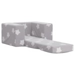 vidaXL Canapea extensibilă de copii, gri deschis cu stele, pluș moale vidaXL Canapea extensibilă de copii, gri deschis cu stele, pluș moale