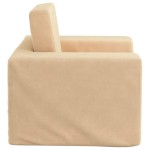 vidaXL Canapea extensibilă pentru copii, crem, pluș moale