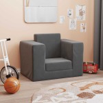 vidaXL Canapea extensibilă pentru copii, antracit, pluș moale vidaXL Canapea extensibilă pentru copii, antracit, pluș moale
