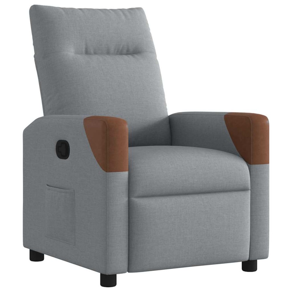 vidaXL Fotoliu rabatabil, gri deschis, material textil