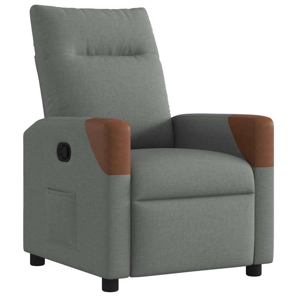 vidaXL Fotoliu rabatabil, gri închis, material textil