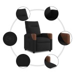 vidaXL Fotoliu rabatabil, negru, material textil vidaXL Fotoliu rabatabil, negru, material textil