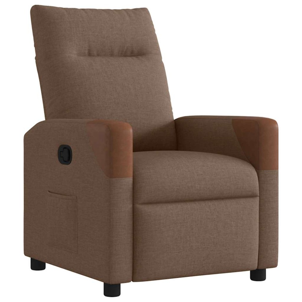 vidaXL Fotoliu rabatabil, maro, material textil