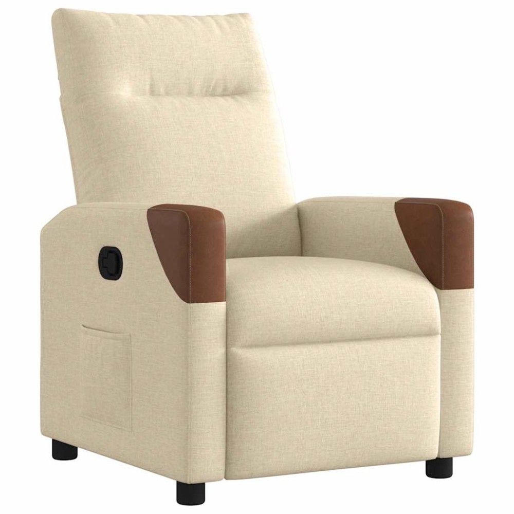 vidaXL Fotoliu rabatabil, crem, material textil