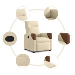 vidaXL Fotoliu rabatabil, crem, material textil