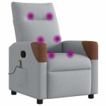 vidaXL Fotoliu de masaj rabatabil, gri deschis, textil
