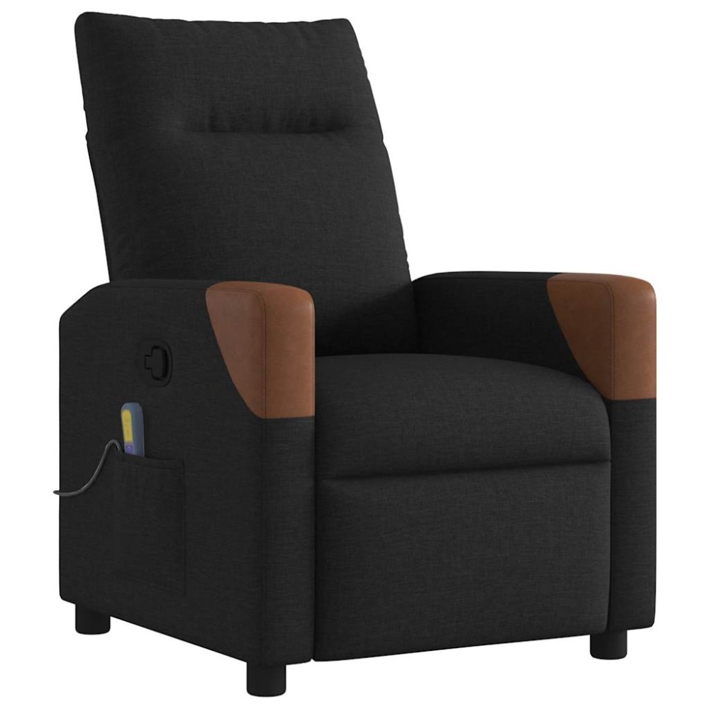 vidaXL Fotoliu de masaj rabatabil, negru, material textil