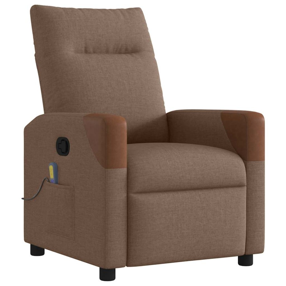vidaXL Fotoliu de masaj rabatabil, maro, material textil