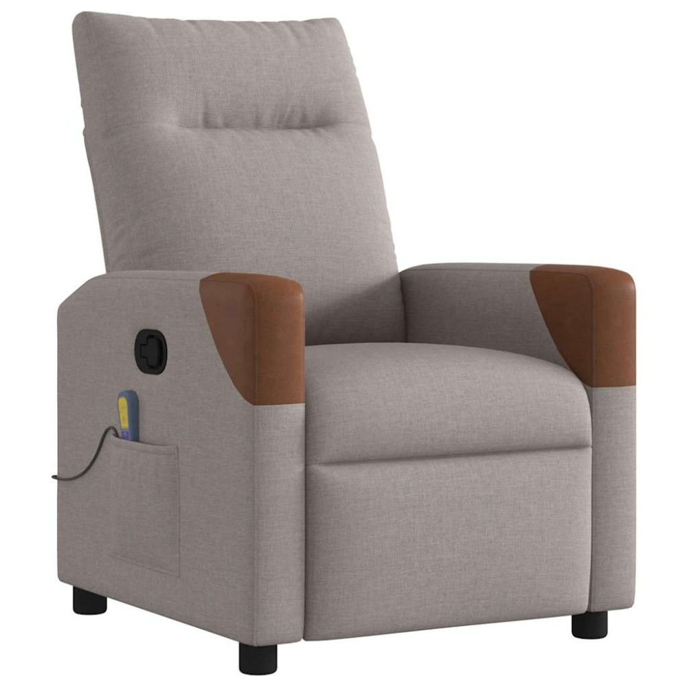 vidaXL Fotoliu de masaj rabatabil, gri taupe, material textil