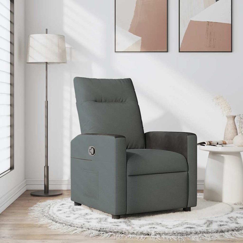 vidaXL Fotoliu rabatabil, gri închis, material textil