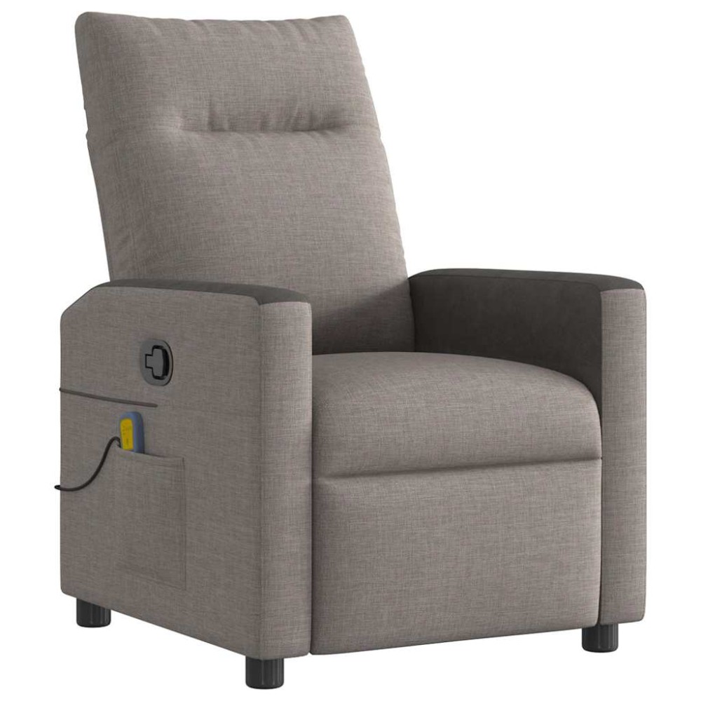 vidaXL Fotoliu de masaj rabatabil, gri taupe, material textil