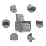 vidaXL Fotoliu rabatabil, gri deschis, material textil