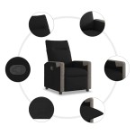 vidaXL Fotoliu rabatabil, negru, material textil vidaXL Fotoliu rabatabil, negru, material textil